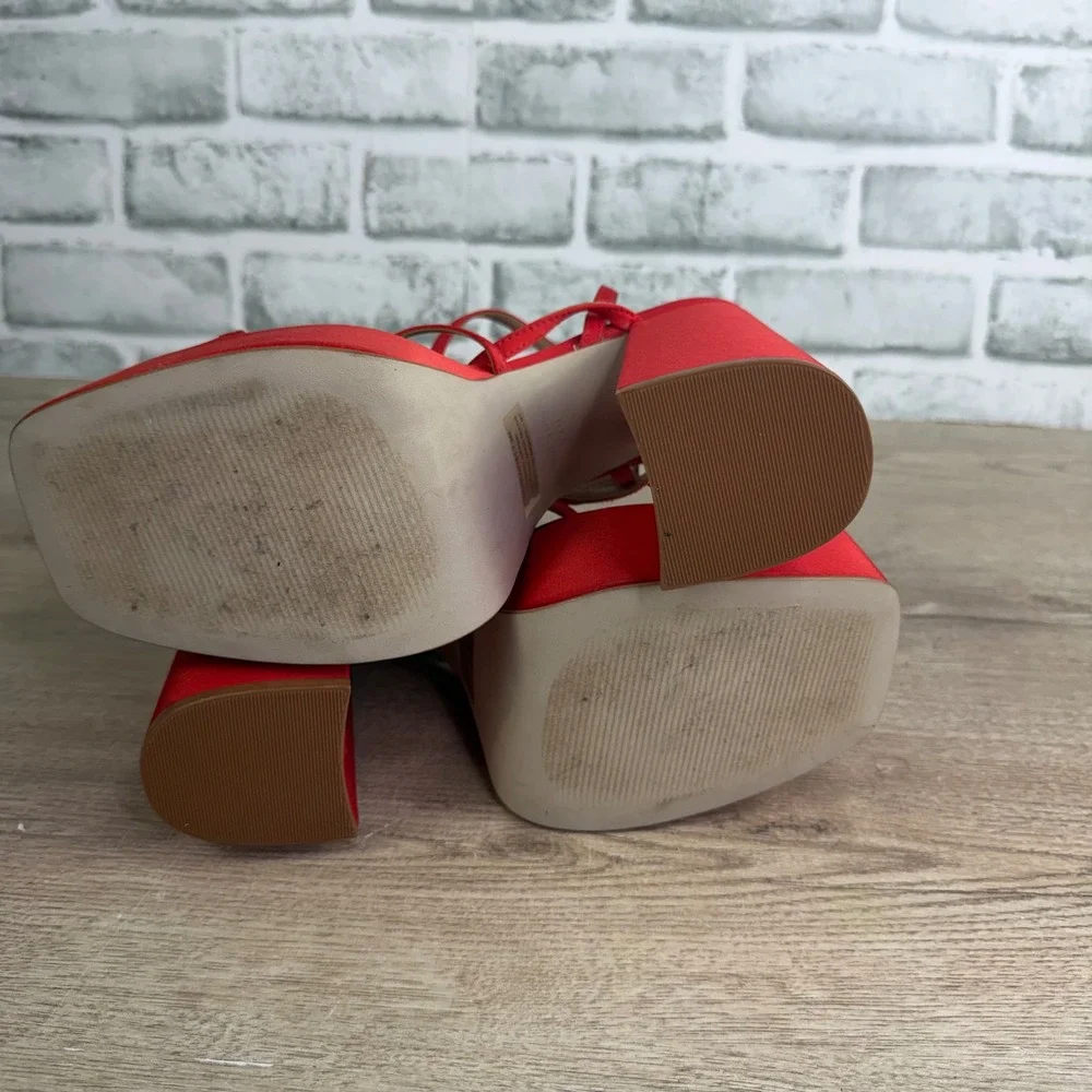 Steve Madden Gia Platform Sandal Heels Red 7.5M